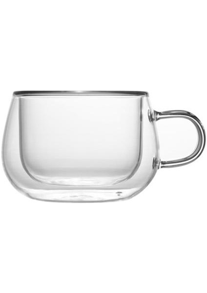Basit Şeffaf Kahve Kupa Yüksek Borosilikat Çift Duvar Cam Kahve Fincanı Daire ve Kaşık Tatlı Drinkware | Kahve Kupası ve tabak Setleri (Yurt Dışından)