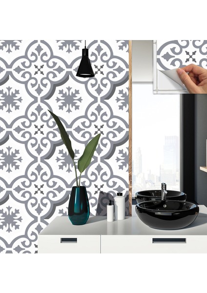 Kendinden Yapışkanlı Banyo Mutfak Kaplama Geometrik 09 Desenli Pvc Karo 30X30 cm (4 Adet) 0,36 M2