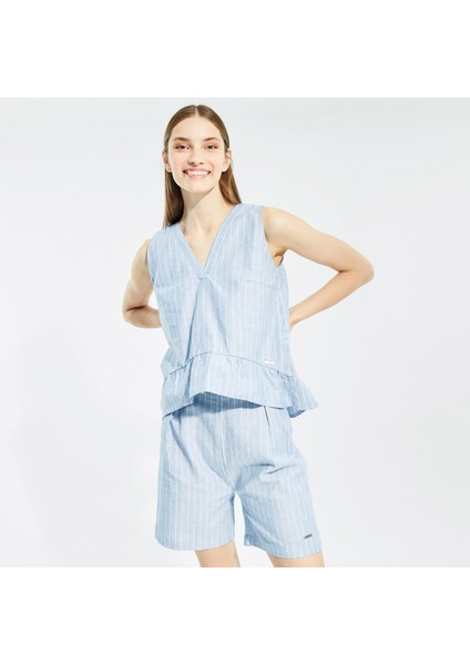 Nautıca Kadın Mavi Oversıze Kolsuz Gömlek 25W409T.4ES