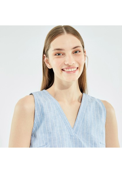 Nautıca Kadın Mavi Oversıze Kolsuz Gömlek 25W409T.4ES fırsatları