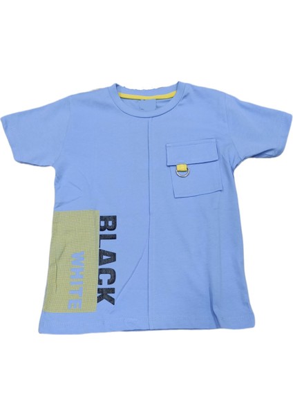 Erkek Çocuk Black White Çift Taraf Yazı Desenli Tişört