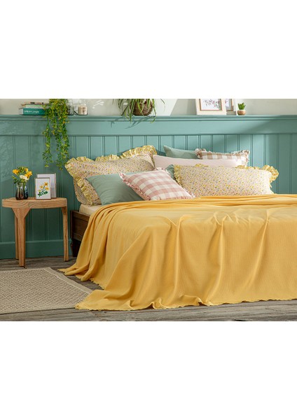 Elegancy Fistolu Tek Kişilik Pike 150 x 220 cm Sarı