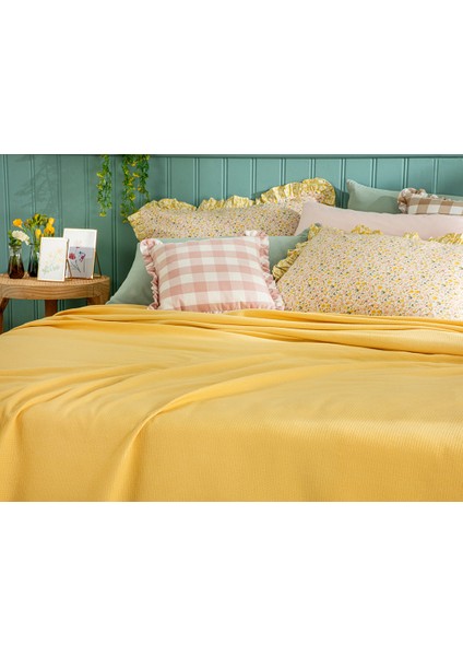 Elegancy Fistolu Tek Kişilik Pike 150 x 220 cm Sarı