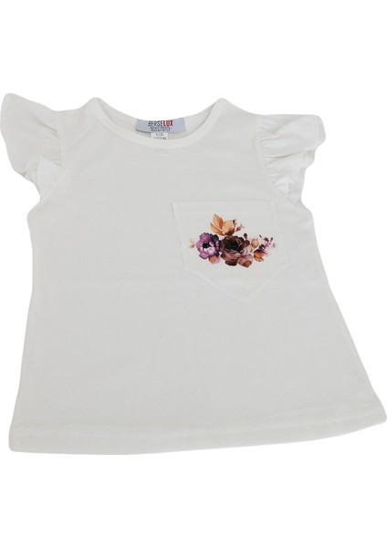 Kız Çocuk Şort Tshirt Ikili Takım Pudra Pembe Şort Beyaz Kısa Kollu Çiçek Baskılı Tshirt fiyatları