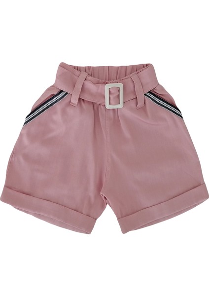 Kız Çocuk Şort Tshirt Ikili Takım Pudra Pembe Şort Beyaz Kısa Kollu Çiçek Baskılı Tshirt modelleri