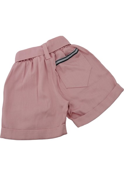 Kız Çocuk Şort Tshirt Ikili Takım Pudra Pembe Şort Beyaz Kısa Kollu Çiçek Baskılı Tshirt fırsatları