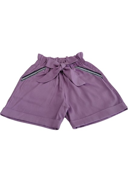 Kız Çocuk Şort Tshirt Ikili Takım Lila Şort Beyaz Kısa Fırfırlı Kollu Çiçek Baskılı Tshirt modelleri
