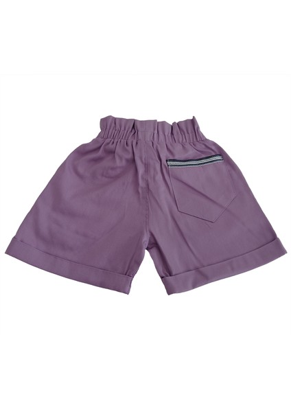 Kız Çocuk Şort Tshirt Ikili Takım Lila Şort Beyaz Kısa Fırfırlı Kollu Çiçek Baskılı Tshirt indirimleri