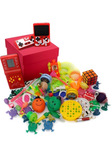 Nostaljik Hediye Özel Kırmızı Oyuncak Kutusu Kırmızı Tetris ve Kırmızı Nostaljik Atari