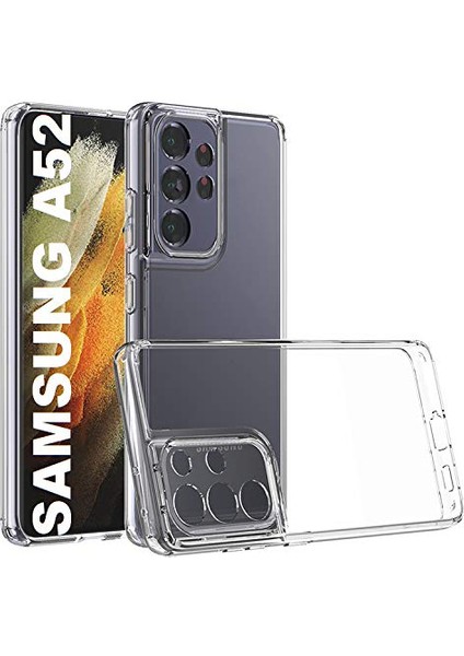 Samsung Galaxy A52 4g Kılıf Şeffaf Silikon Kamera Korumalı 3D