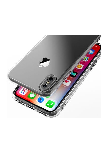 Apple iPhone x Xs Kılıf Şeffaf Silikon Kamera Korumalı 3D