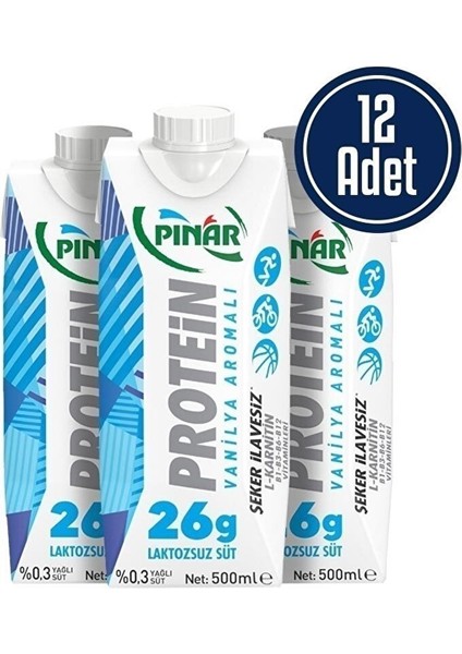 Proteinli Laktozsuz Süt 500 ml 12 Adet Vanilya
