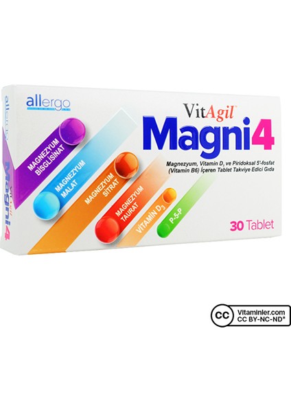 Vitagil Magni4 Magnezyum Vitamin D3 P5P 30 Tablet