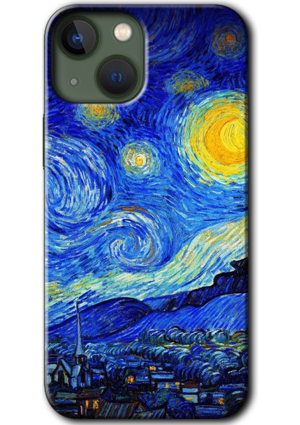 Apple iPhone 13 Kılıf Hd Desen Baskılı Arka Kapak - Starry Night