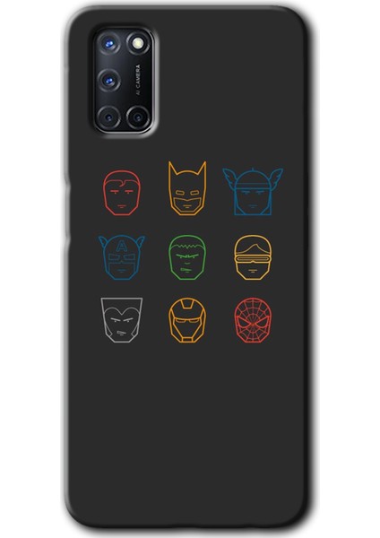 Oppo A92 Kılıf Hd Desen Baskılı Arka Kapak - Avengers Minimalism