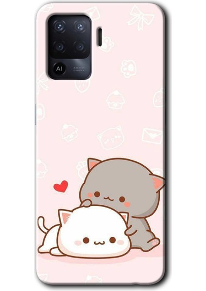 Oppo Reno 5 Lite Kılıf Hd Desen Baskılı Arka Kapak - Kedi Aşkı