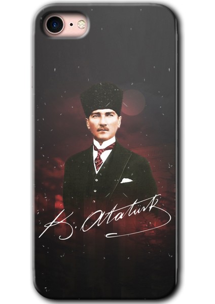 Apple iPhone 7 Kılıf Hd Desen Baskılı Arka Kapak - Kemal Atatürk