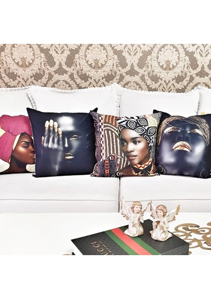 Karışık Desen Kırlent Kılıfı 4'lü Kombin Set