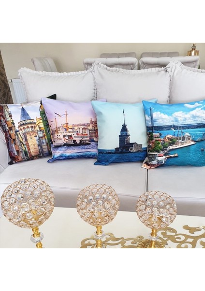 Istanbul Desen Kırlent Kılıfı 4'lü Kombin Set
