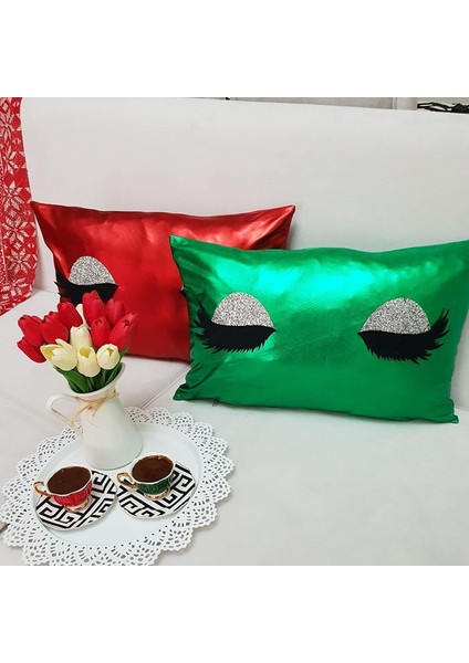 Lame Kumaş Kirpik Kırlent Kılıfı 2'li Set 35 x 55 Cm