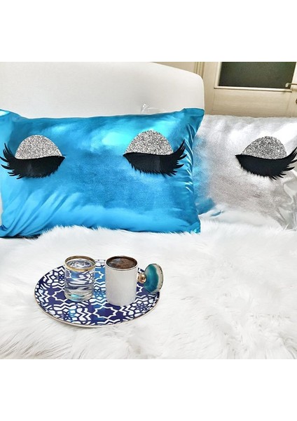 Lame Kumaş Kirpik Kırlent Kılıfı 2'li Set 35 x 55 Cm