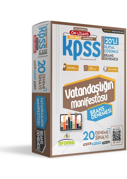 KPSS 2024 Ortaöğretim-Ön Lisans Vatandaşlığın Manifestosu 20LI Dijital Çözümlü Branş Denemesi