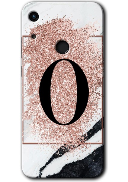 Honor 8A Kılıf Hd Desen Baskılı Arka Kapak - Pembe Mermer Desenli O Harfi
