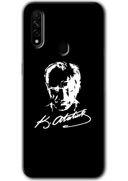 Oppo A31 Kılıf Hd Desen Baskılı Arka Kapak - Atatürk Silüet Imza
