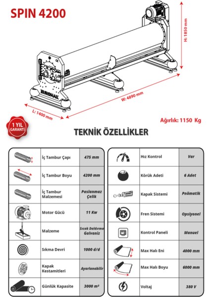 Halı Sıkma Makinası SPIN-4200 fırsatları