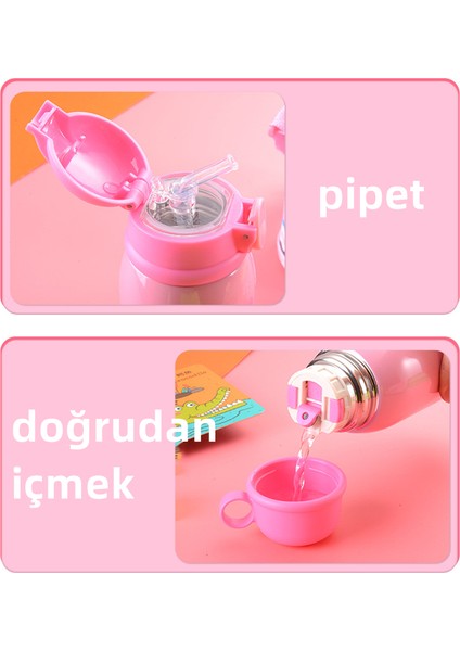 500 ml. Paslanmaz Çelik Taşınabilir Yalıtımlı Çocuk Suluk - Pembe (Yurt Dışından)