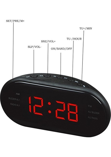 Oval Radyo LED Dijital Çalar Saat (Yurt Dışından)
