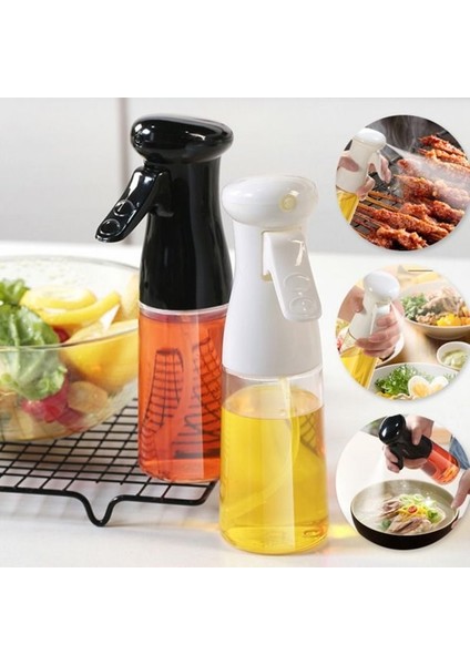 2 Adet Cam Sprey Yağdanlık Air Fryer Için Yardımcı Yağlık Mist Püskürtücü 2 Adet Siyah-Beyaz