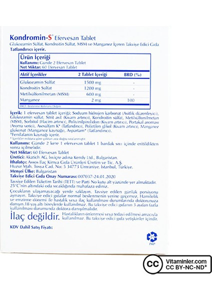 Kondromin - S + Msm 60 Efervesan Tablet