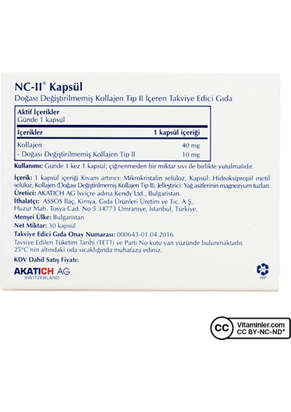 Nc-Iı Native Collagen Type Iı Kapsül 30 Kapsül