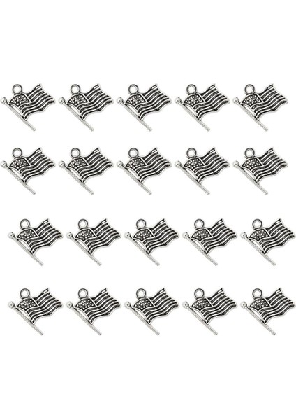 20PCS Tibet Gümüş Amerikan Bayrağı Mini Gevşek Boncuklar Kolye Vatansever Takılar (Yurt Dışından) indirimleri