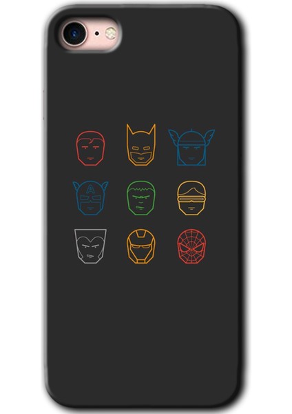 Apple iPhone 7 Kılıf Hd Desen Baskılı Arka Kapak - Avengers Minimalism