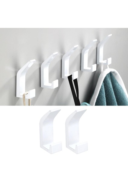 2pcs Kendi Kendine Yapışkan Ev Duvar Kapısı Kanca Anahtar Tutucu Raf Havlu Askı Banyo Beyaz modelleri