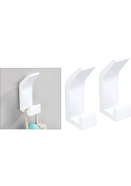 2pcs Kendi Kendine Yapışkan Ev Duvar Kapısı Kanca Anahtar Tutucu Raf Havlu Askı Banyo Beyaz fırsatları