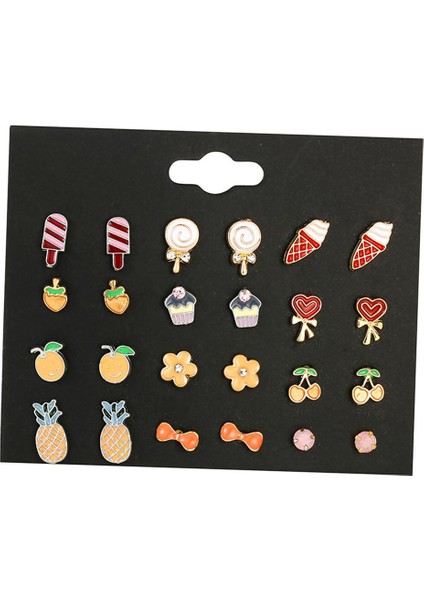 12 Pairs Bayan Güzel Çeşitli Kulak Çiviler Alaşım Malzeme Takı Bulguları (Yurt Dışından)