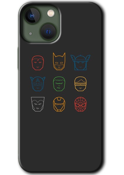 Apple iPhone 13 Mini Kılıf Hd Desen Baskılı Arka Kapak - Avengers Minimalism