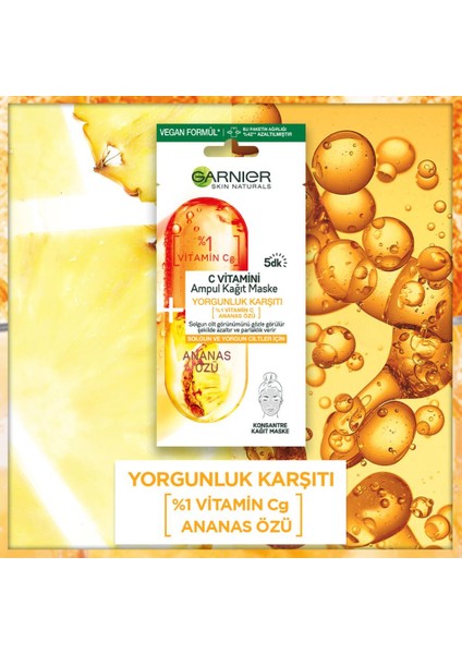 C Vitamini Yorgunluk Karşıtı Ampul Kağıt Yüz Maskesi