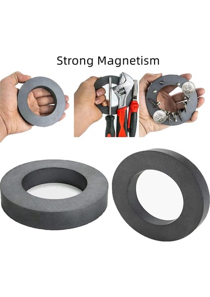Ferrit - Halka Seramik Siyah Kömür Mıknatıs Ø70X32X10 mm (1 Adet)