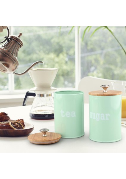 Mutfak Metal Baharat Baharat Teneke Kutu Seti Çay Kahve Depolama Tencere Yeşil(Yurt Dışından)