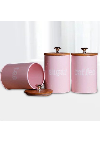 Mutfak Metal Baharat Baharat Hava Geçirmez Teneke Kutu Çay Kahve Kavanoz W / Kapak Pembe(Yurt Dışından)