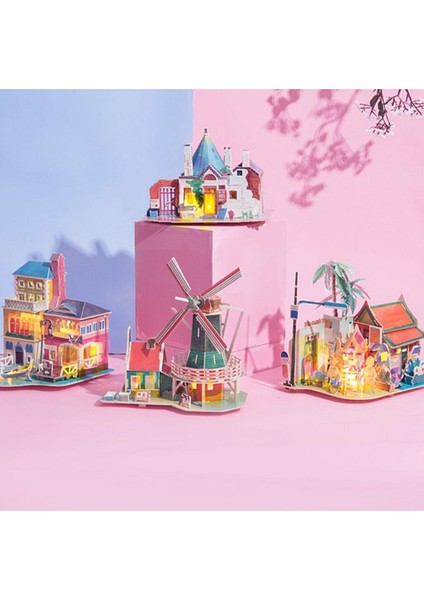 Hassas El Sanatları 1/24 Ahşap Dollhouse Minyatür Kiti - 3D Çin Mimarlık Binaları Model Çocuklar (Yurt Dışından)