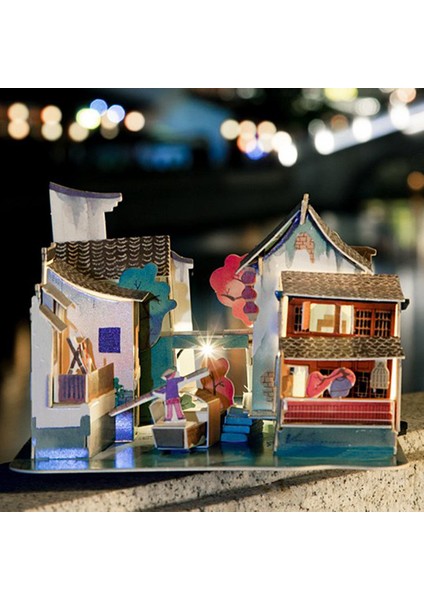 Hassas El Sanatları 1/24 Ahşap Dollhouse Minyatür Kiti - 3D Çin Mimarlık Binaları Model Çocuklar (Yurt Dışından)