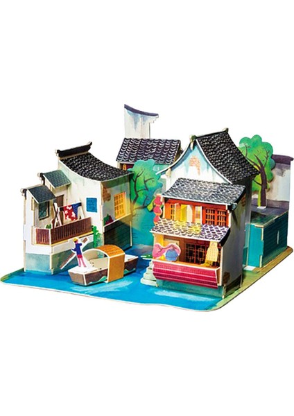 Hassas El Sanatları 1/24 Ahşap Dollhouse Minyatür Kiti - 3D Çin Mimarlık Binaları Model Çocuklar (Yurt Dışından)