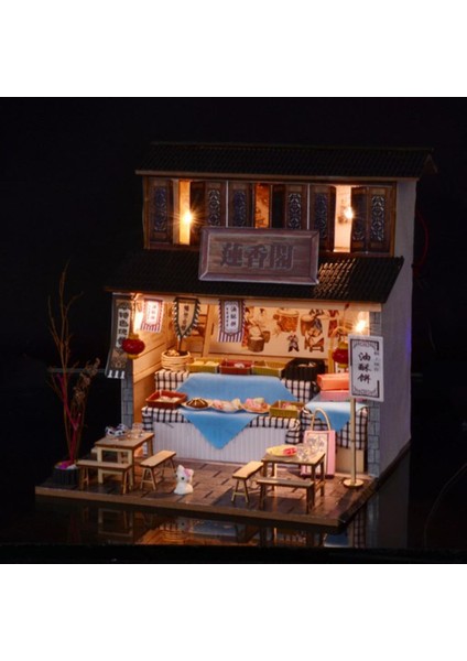 1/24 Dıy Dollhouse Minyatür Kiti, Mobilya, Hafif Arkaik Snack Mağazası Hediyesi (Yurt Dışından) modelleri