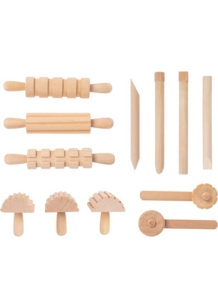 Ahşap Hamur Araçları Set 12 Pcs Ahşap Kil Pul Sanat Kil Doğum Günü Hediyesi (Yurt Dışından)