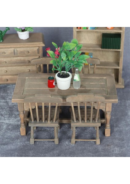 5pcs 1/12 Dollhouse Minyatür Yemek Masası Sandalye Diy Taklit Oyun Hobi Oyuncak (Yurt Dışından) fiyatları